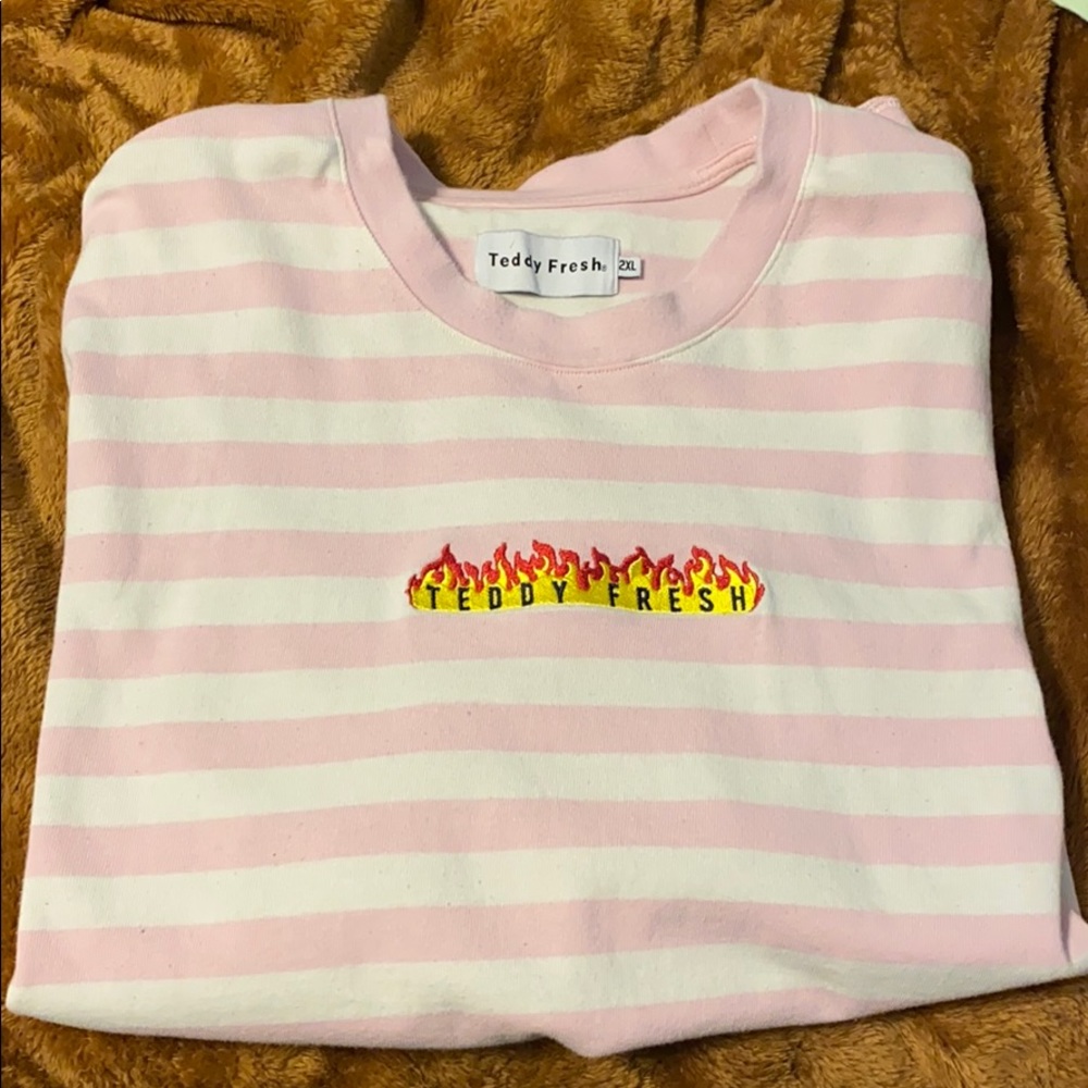 TEDDY FRESH Pink and white striped tees hurt